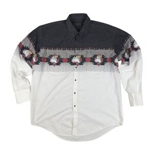 Vtg High Noon Western Pearl Snap Shirt Men's XL Eagle Aztec Cowboy USA Made